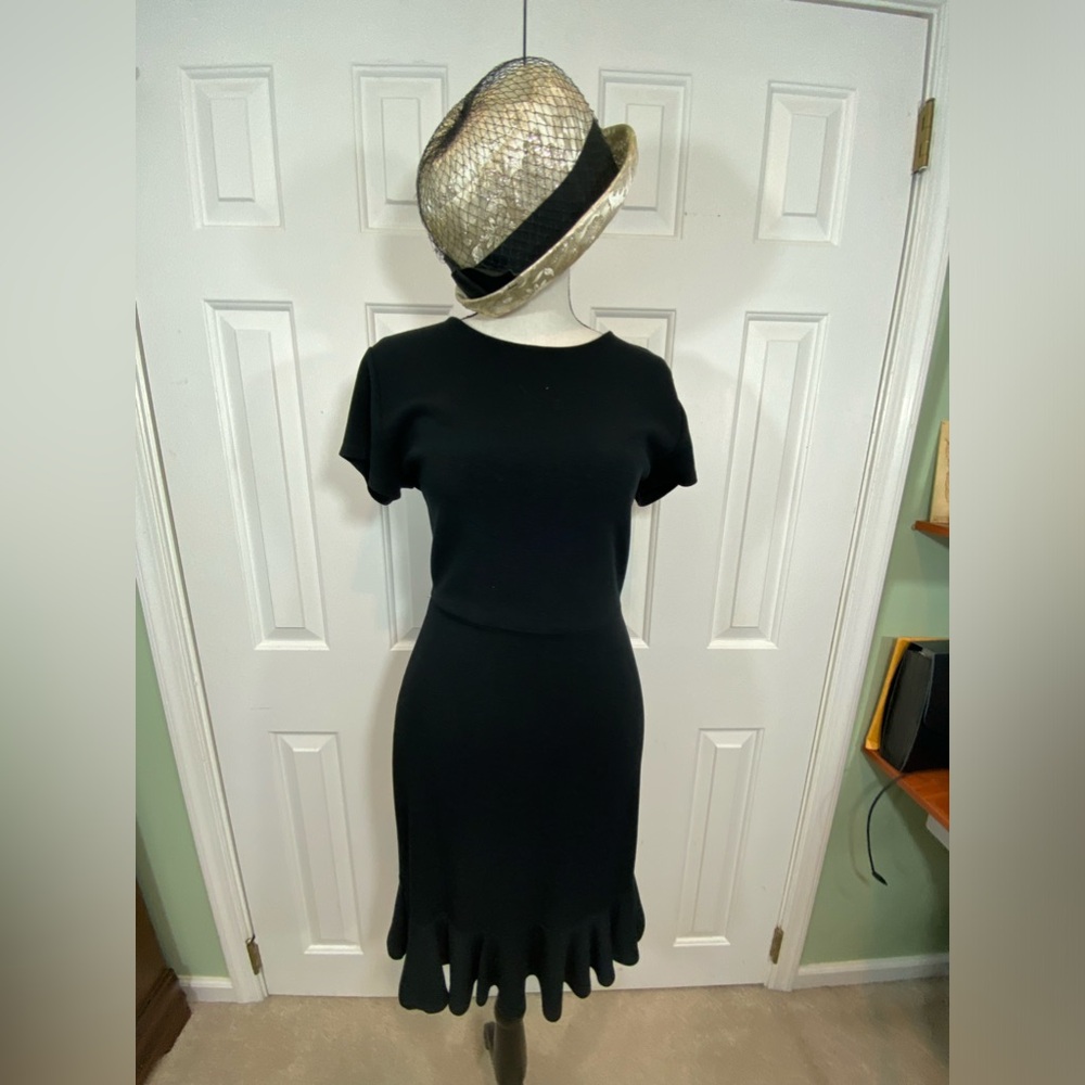 Alya little black dress Conservative cute with frill at hem. M